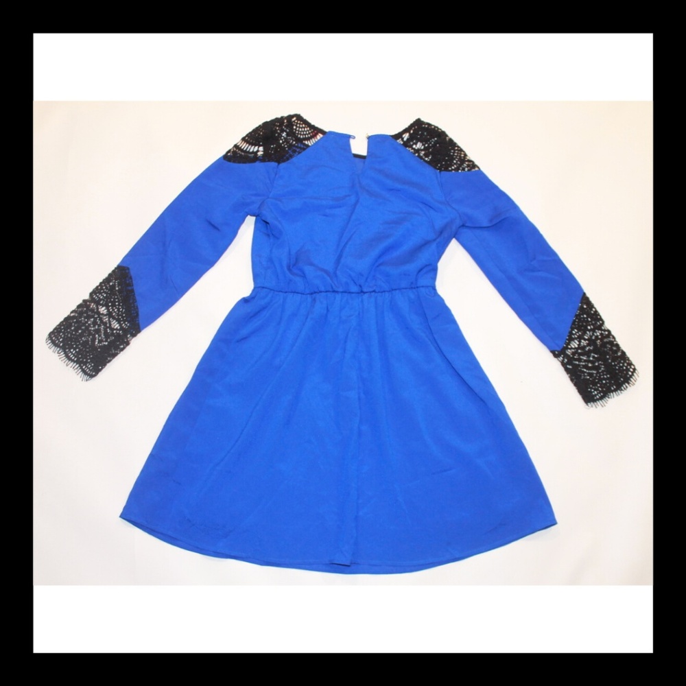 GB Girls Blue and Black Long Sleeve Mini Dress